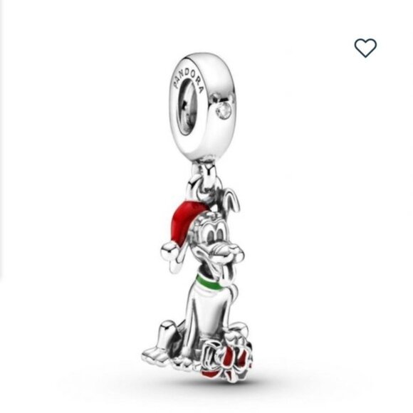 Brand New Retired Pandora x Disney Pluto Christmas Dangle Charm NWOT - Picture 1 of 16